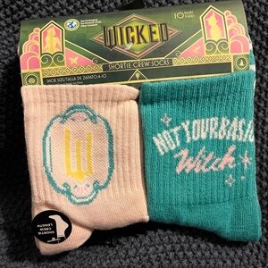 WICKED Shortie Crew Socks Set — Pink & Teal Accents